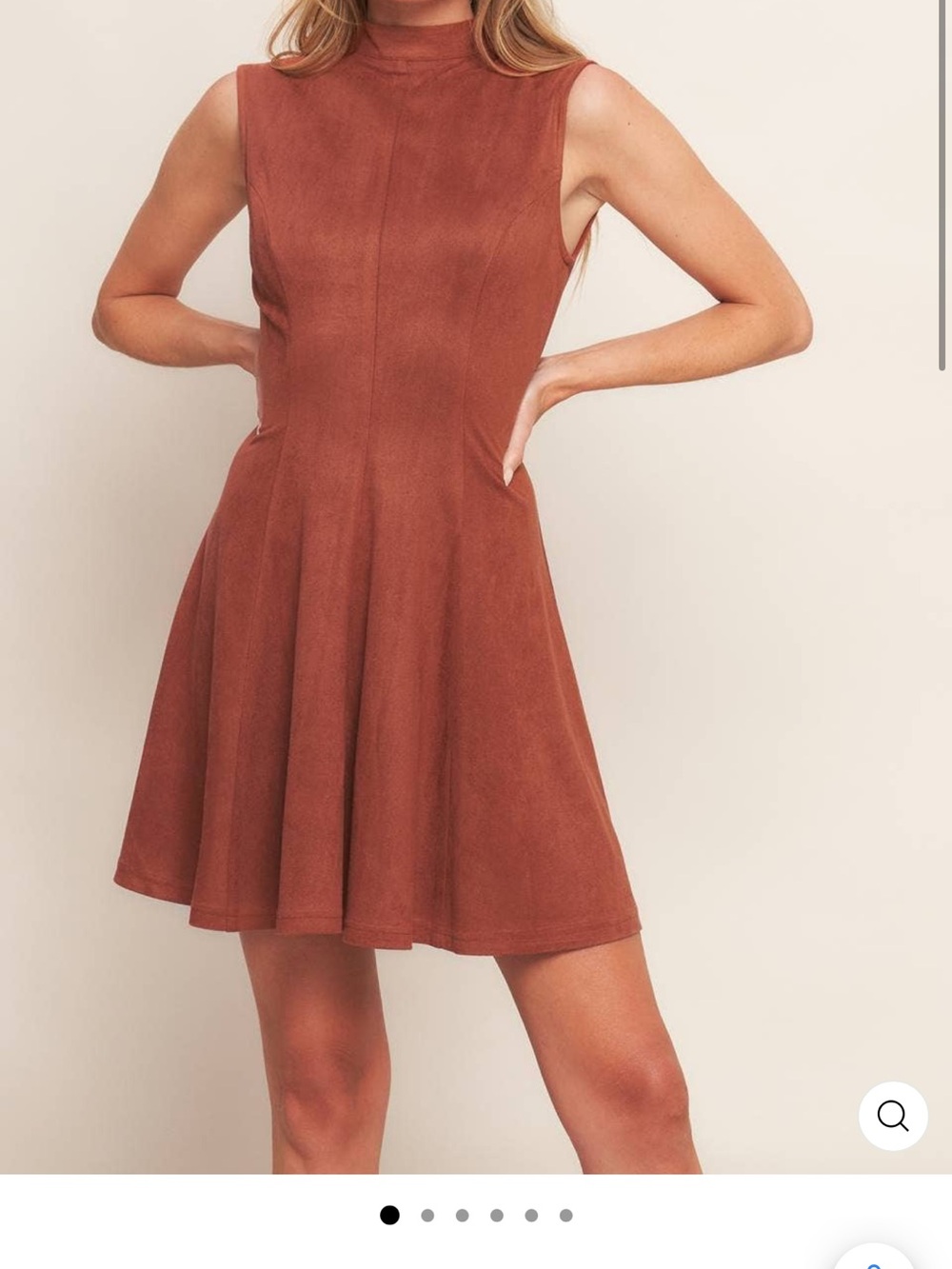 Flying Tomato Faux Suade Sleeveless Rust-Tone A-Line Mini Dress
